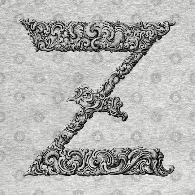 Vintage Initial Letter Lettering Alphabet Z by AltrusianGrace